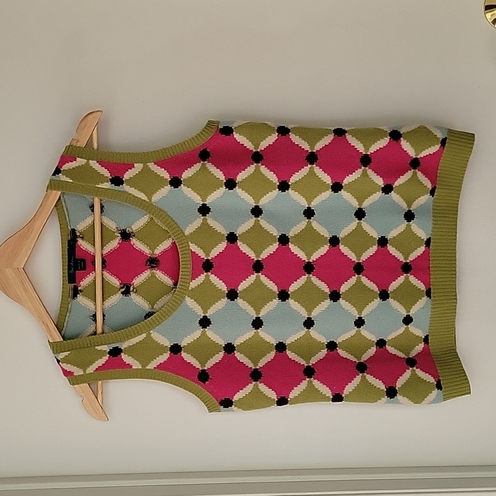 Boden Argyle Wool Knit Sweater Vest Geometrical